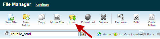 בחירת אפשרות העלאה ב- Filemanager