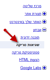 שגיאות סריקה בכלי מנהל אתרים